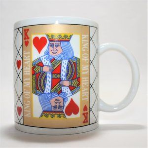 KING OF HEARTS Playing Cards Style Coffee Mug Metallic Gold Detail (No Returns)